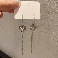 love heart long online influencer tassel earrings japanese and korean simple s925 silver needle fashion earrings for women