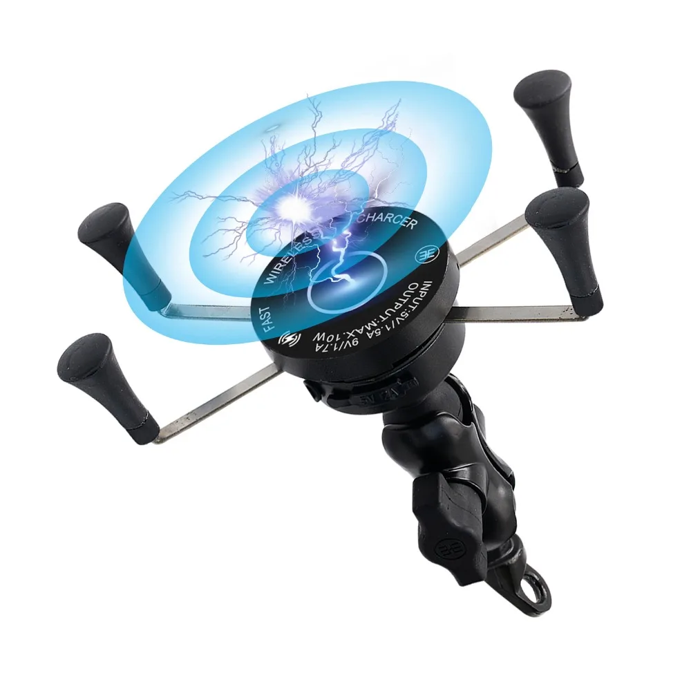 Motorcycle Charger Phone Holder With USB Wireless Wired 2in1 ABS Phone Holder for Motorbike Holder Handlebar Rearview Mount 2in1