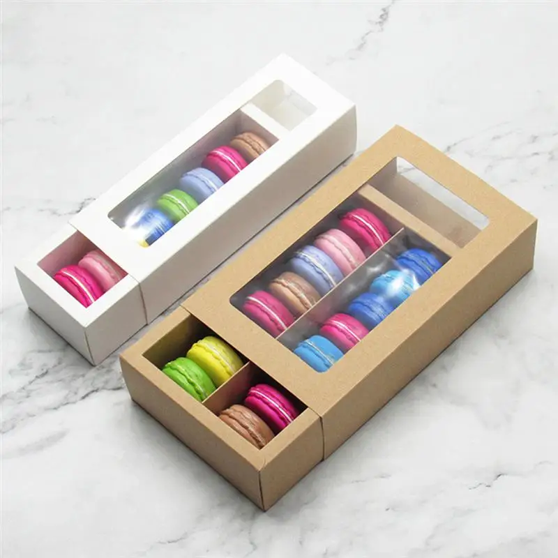 10pcs Macaron PVC Box With Clear Window Paper Packaging Cookie Containers for Wedding Birthday Party | Дом и сад