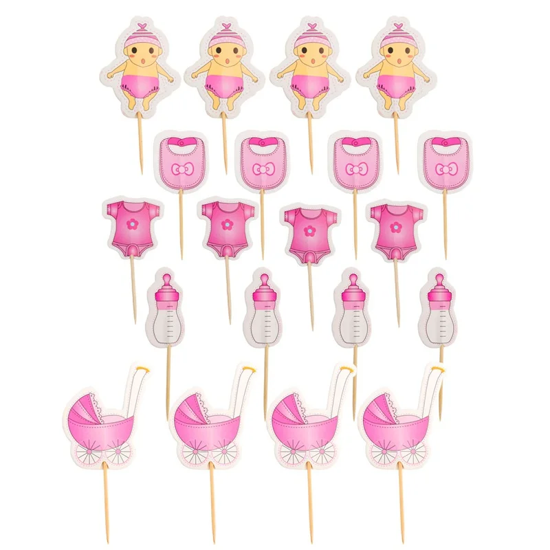 20pcs pink topper 10/6 шт. блеск Бумага 1 для капкейка-первый День рождения украшения 1st на день рождения мой один год для маленьких мальчиков и девочек расходные материалы - Цвет: 20pcs pink topper