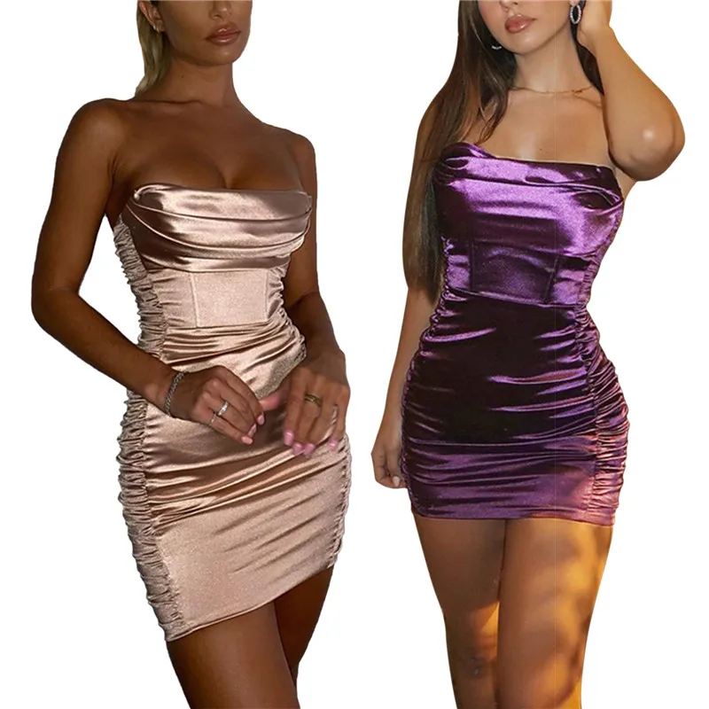 

Женское облегающее платье-карандаш с открытыми плечами, однотонное Плиссированное короткое платье с запахом на груди
