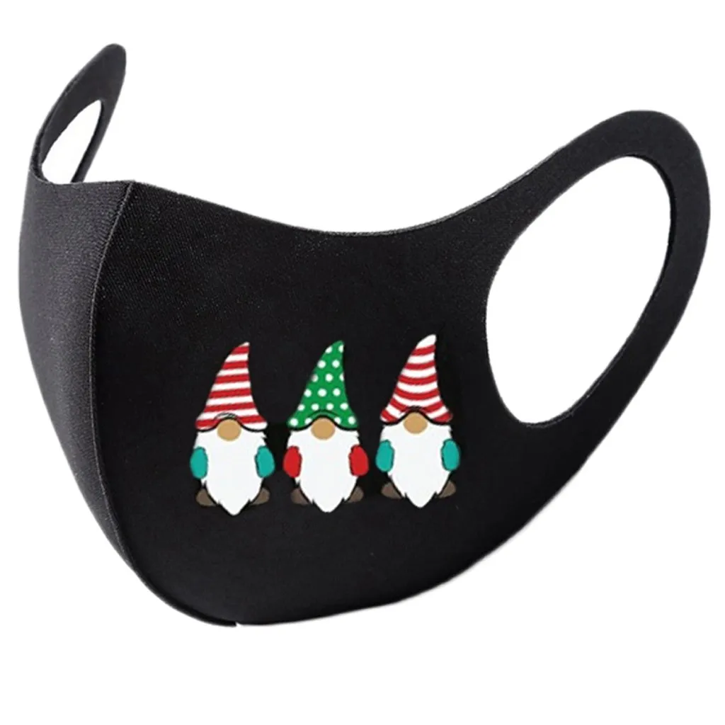 

Mask Christmas Santa Claus Print Cotton Reusable Colorful Fabric Face Cover Fashionable Neutral Washable Facemask Mouth-muffle
