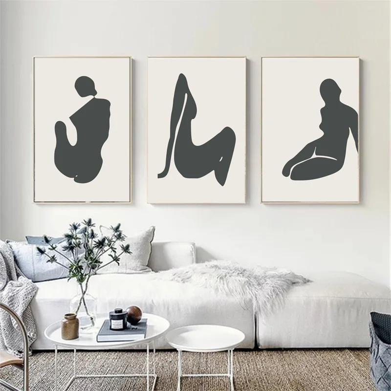 Скандинавская черная абстрактная Геометрическая статуя силуэт женщины