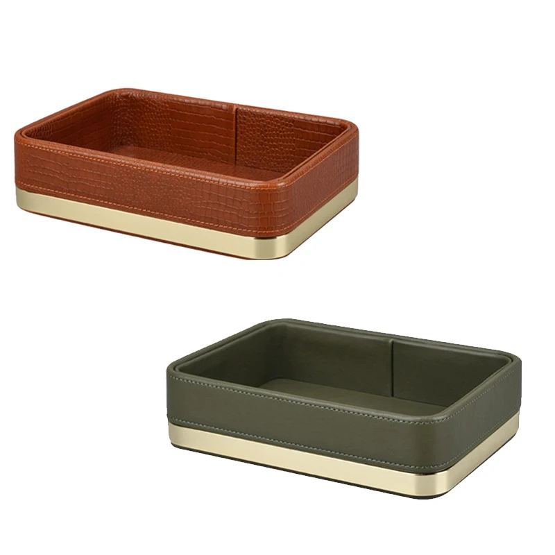 

Leather Storage Tray Rectangular Jewelry Display Board Cosmetic Storage Box Desktop Sundries Decorative Tray