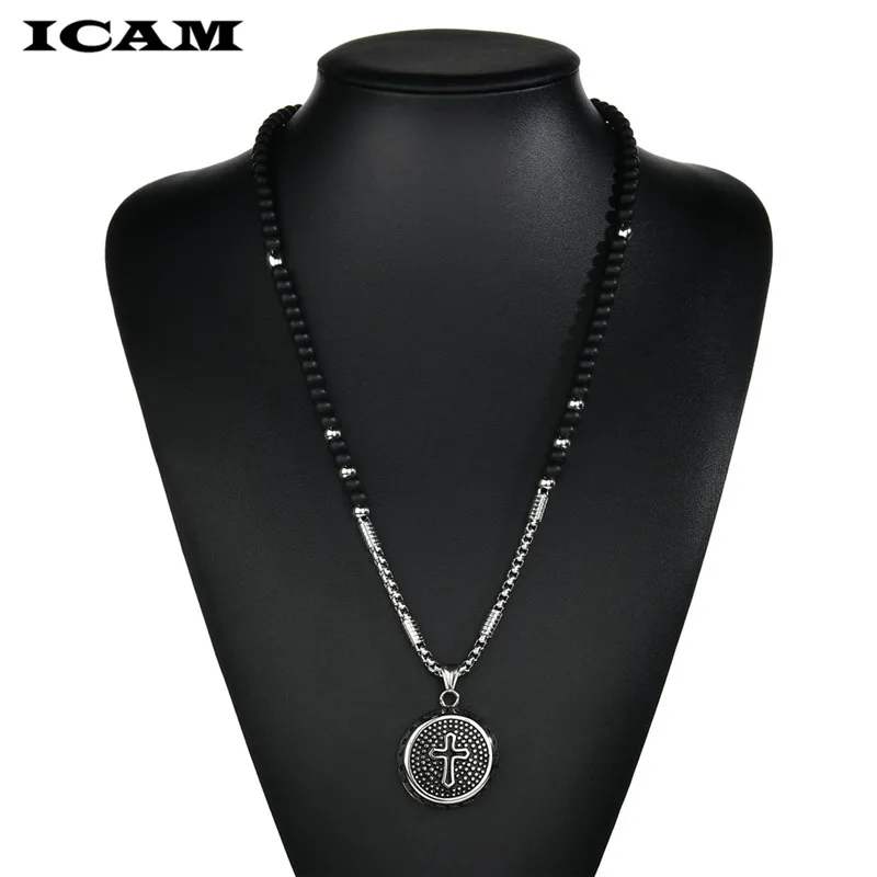 

ICAM 2019 Collier Femme New Fashion Cross Silver Necklaces & Pendants Collares for Women men Jewelry Beads Pendants Necklace