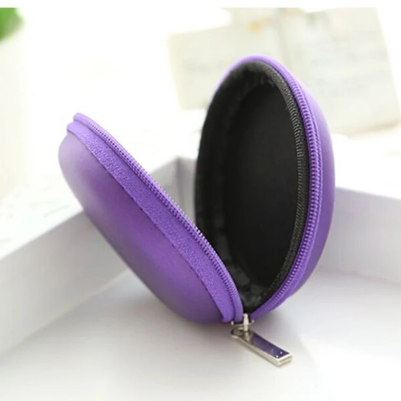 

1PC Purple Data Line Cables Box Women Zipper Waterproof Desk Clip Holder Storage EVA Earphone Wire Box(Without Earphone)