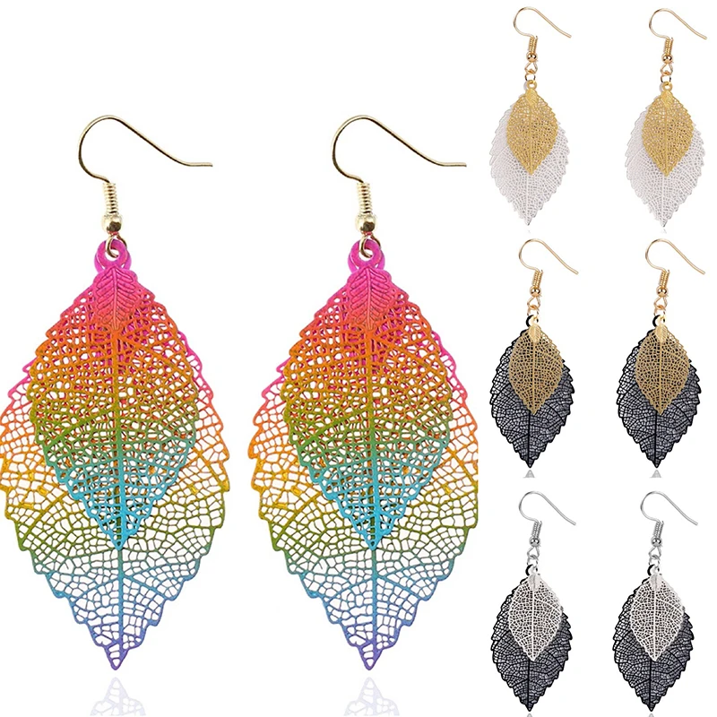 Лидер продаж Модные Винтажные висячие серьги простые двухслойные полые в стиле