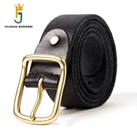 fajarina retro gold solid brass needle buckle belt fashion top quality cow skin leather belt for men jeans accessories n17fj855