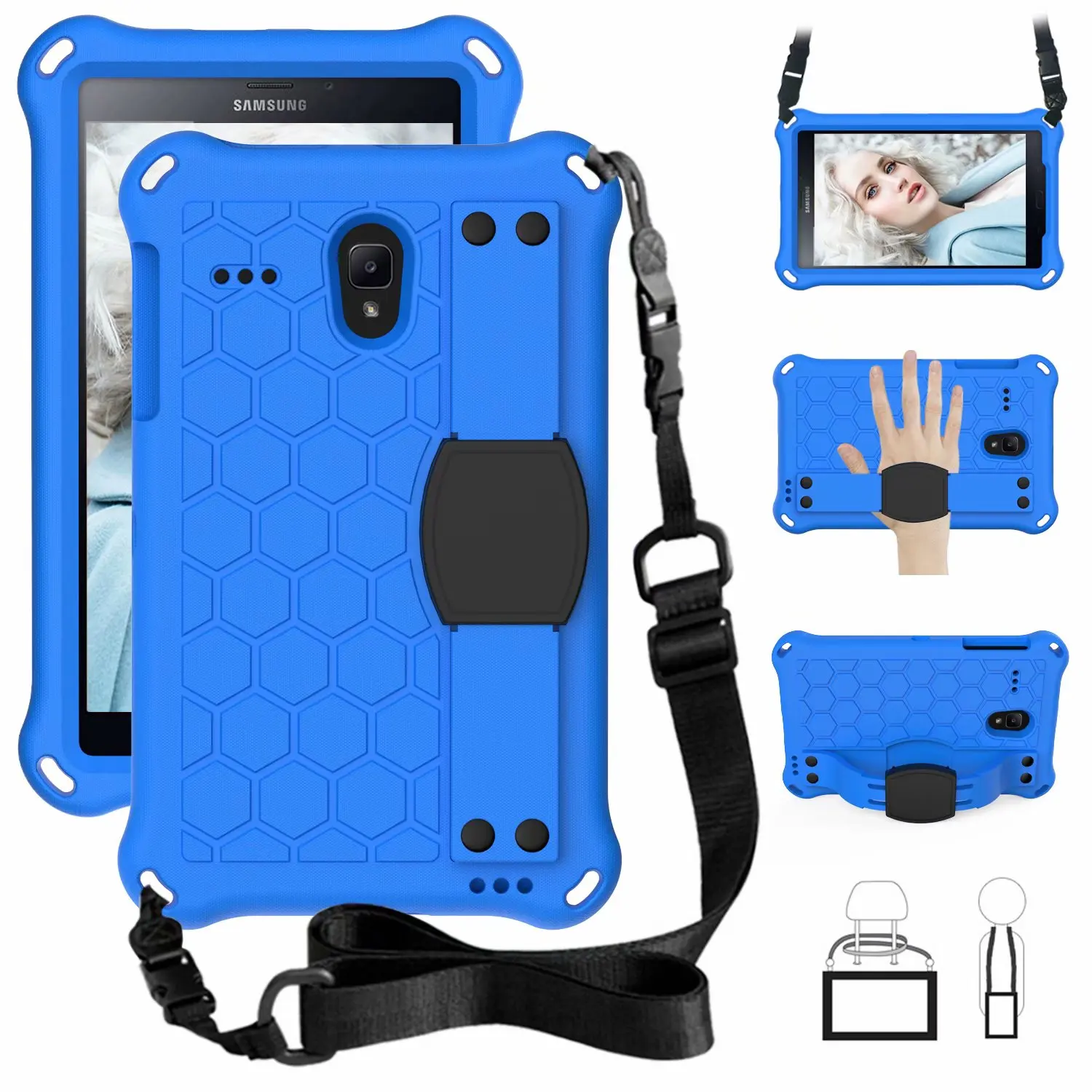 EVA дети Безопасный плечевой ремень Стенд чехол для samsung Galaxy Tab A 8 0 T380 T385 2017 2018 T330 E T375