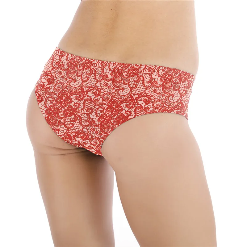 

Christmas Design Women 3D Print Sexy red lace pattern stripes Funny Holiday Cute Brief Underwear Party costume