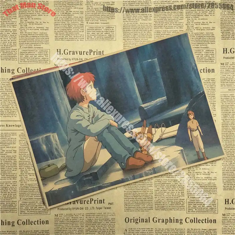 Комикс Nausicaa долина ветра ретро-постер к фильму крафт-бумага декоративная живопись