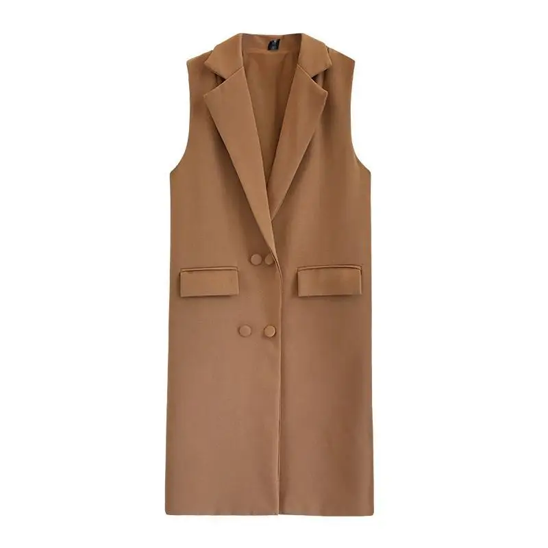 Женский Длинный блейзер жилет Женская куртка модный костюм без рукавов