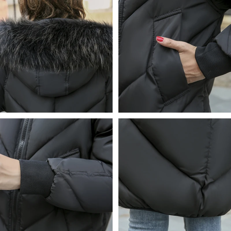 Новое пальто зимнее плотное для женщин с мехом длинное платье хлопковой