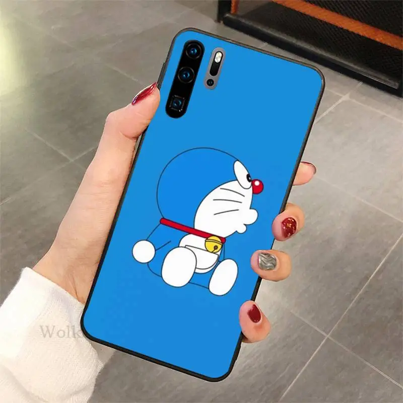 

Blue Light Doraemon Wristband Lanyard cute Phone Case for huawei mate 10 20 lite 20X 30 40 pro nax fundas cover