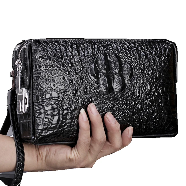 Crocodile pattern anti-theft password lock wallet genuine leather wallet men's clutch bag business wallet large capacity purse 1