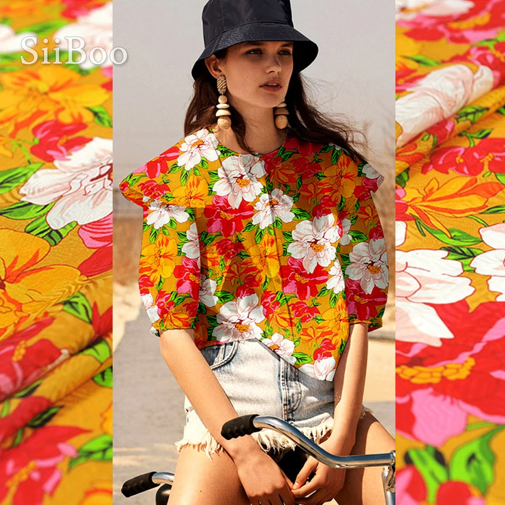 Женское платье-рубашка из 100% натурального шелка 14 мм с чудесным цветочным