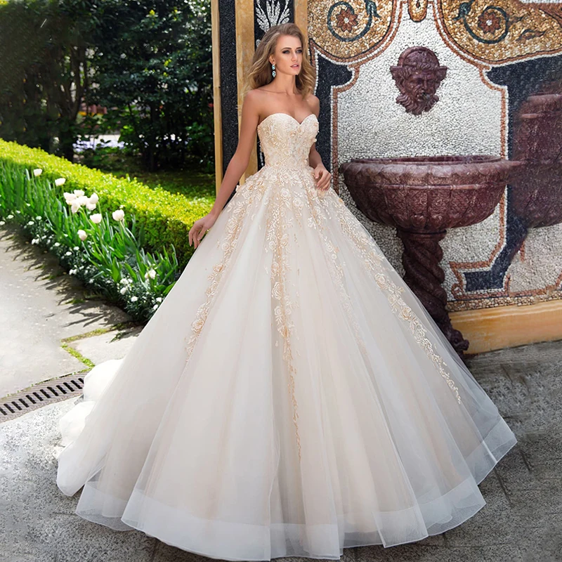 

BAZIIINGAAA Luxury Wedding Dress Strapless Card Shoulder Wedding Dress Sexy Backless 3D Decal Bride Support Tailor-made