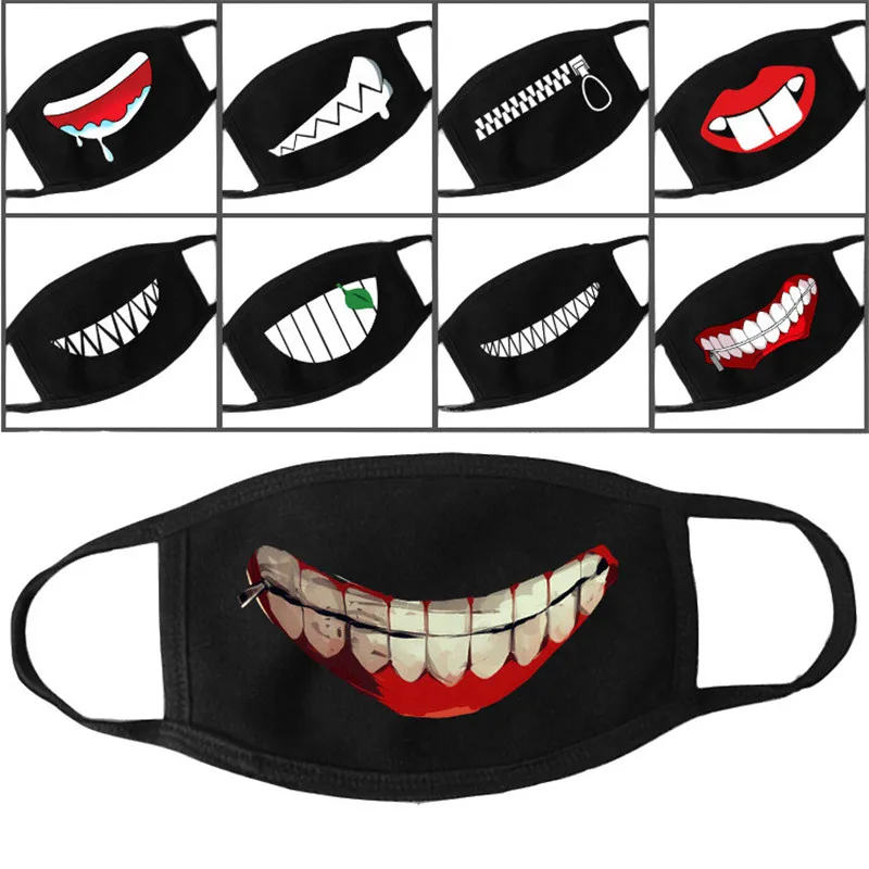 1x многоразовая хлопковая маска для лица смешная на половину Хэллоуина маскарада