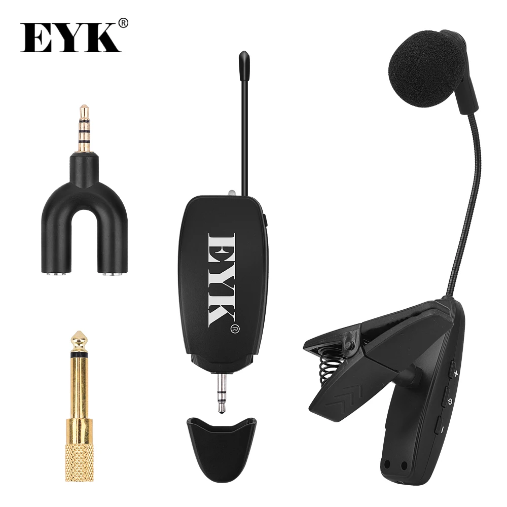 

EYK UHF Wireless Instrument Microphone Condenser Clip Mic Gooseneck Voice Recording Live Show for Saxophone Trumpet Horns Tuba