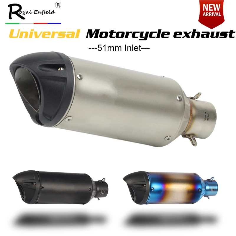 

51mm Inlet Universal Modified Motorcycle Exhaust Pipe Escape Moto Left Muffler for KTM RC390 gsxr250 z650 ninjia250 fz6n FZ1R3