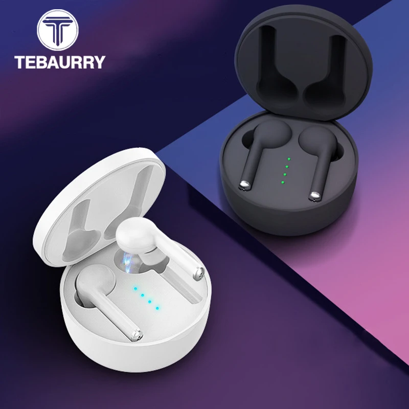 TEBAURRY TWS беспроводные наушники 5,0 Bluetooth наушники бас стерео Беспроводная Спортивная гарнитура для samsung Xiaomi iphone