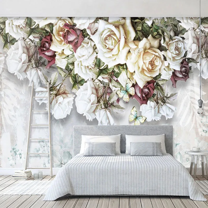 Прямая поставка фото современные 3D Стерео Цветы Картина маслом фрески спальня