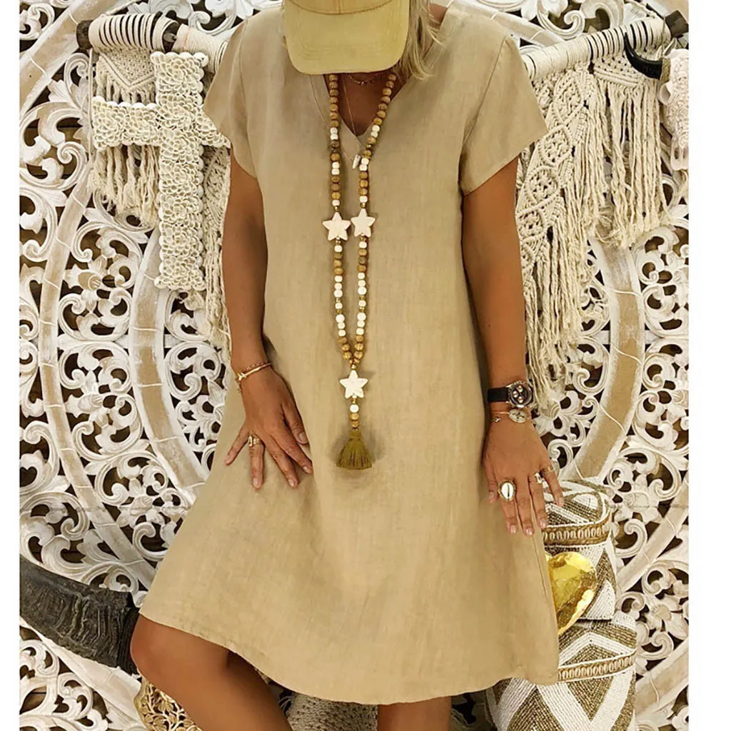 

Dresses For Women Summer Style Feminino Vestido T-shirt Cotton Casual Plus Size Ladies Dress Vestidos Verano Sukienka