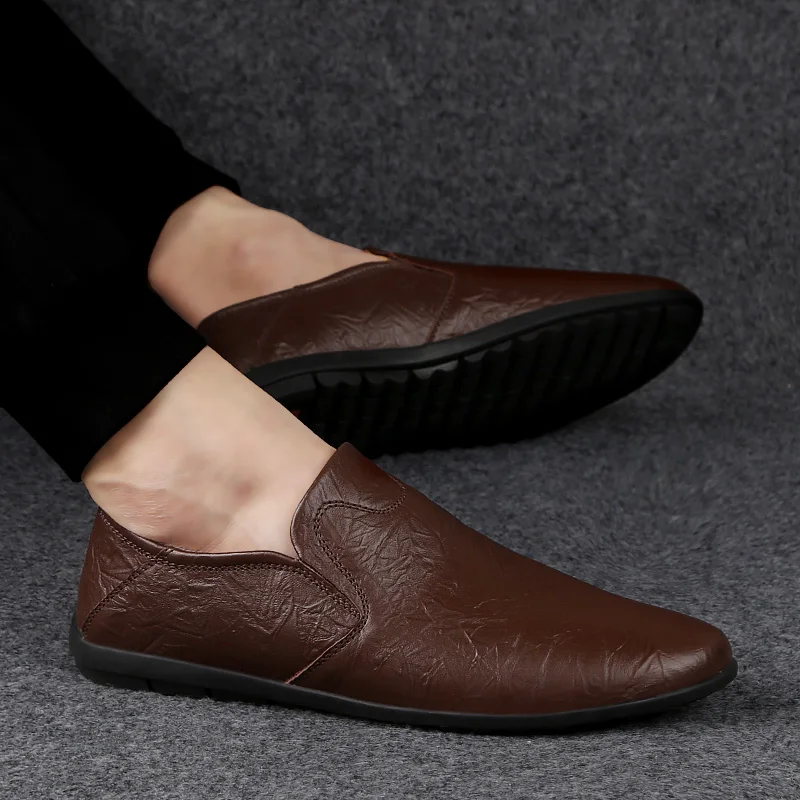 Mens Loafers Casual Shoes Italian Luxury Brand Summer Men Genuine Leather Mocassin Homme Light Slip on Boat | Обувь