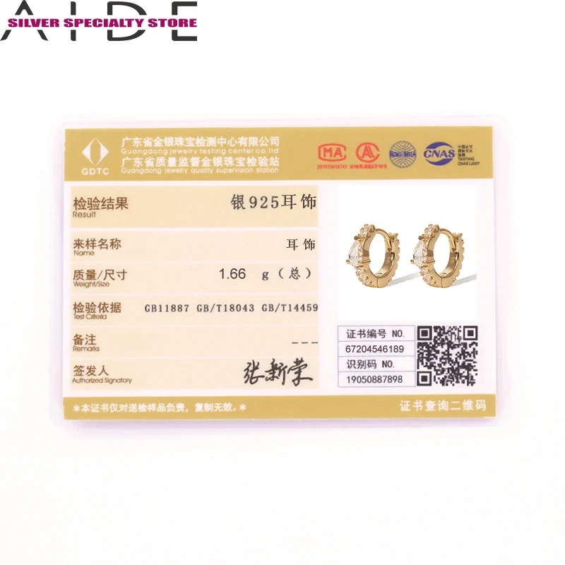 

AIDE Tears Diamond Gold Earring For Women 925 Silver Earrings Fashionable Hoop Earrings Jewelry Zircon Pendientes Brincos Aretes
