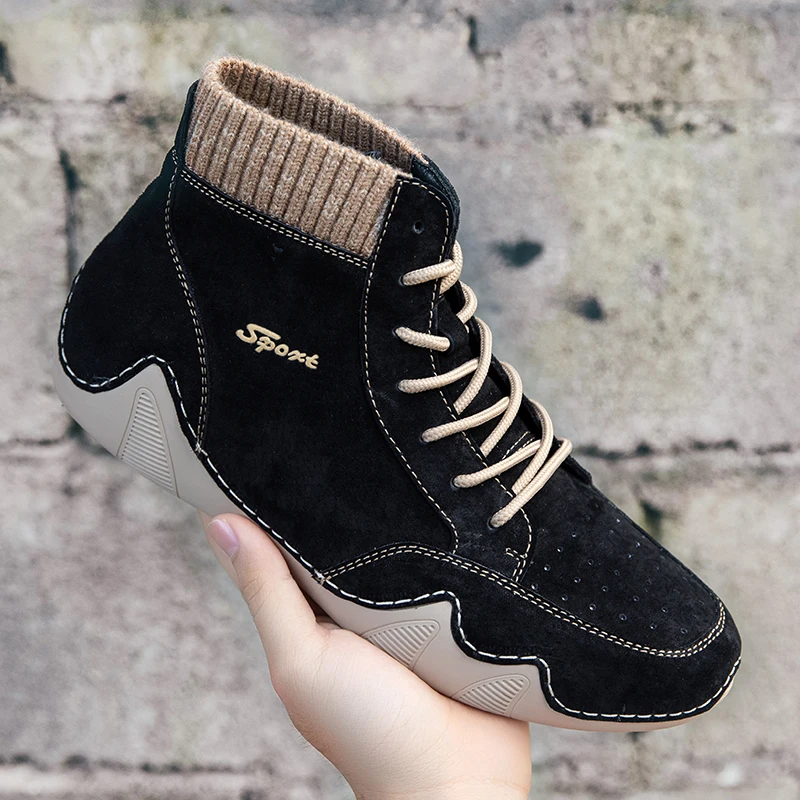 

Men's Casual Shoes cow suede leather Fashion Light Shoes Breathable Soft-soled Shoes Outdoor Non-slip Shoes men sneakers