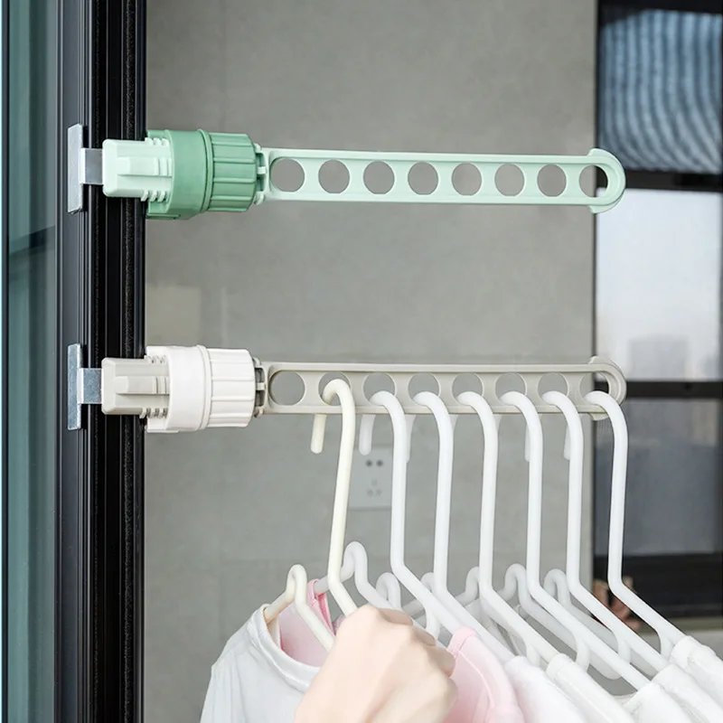

Hanger Rack Indoor Clothes Hanger Creative Door and Window Frame Windproof Drying Rack Travel Portable Telescopic Clothes Hanger