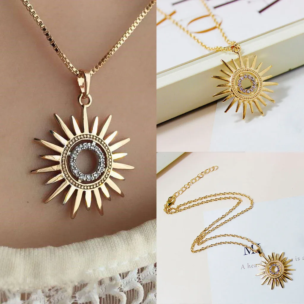 Jewelry Women Fashion Vintage Gift Gold Sunflower Dill Present Necklace For Pendant Accessories hanging бижутерия | Украшения и