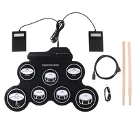 usb rechargeable roll up drum set portable electronic drum kit with drumsticks foot 7 drum pad pedals for beginners music tools
