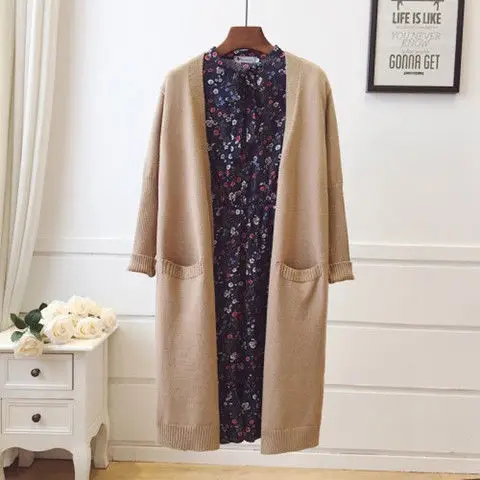 

Autumn spring fashion long cardigan for women knitted sweater open front fall outfits