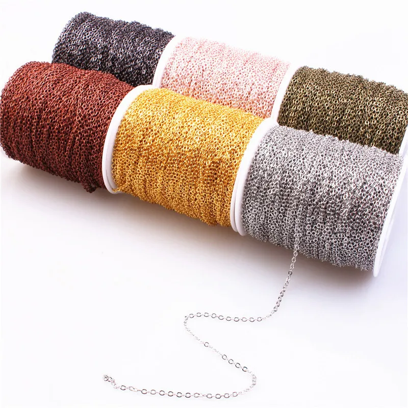 5 м/лот латунные овальные Кабельные цепи рулон для ожерелья ювелирных изделий