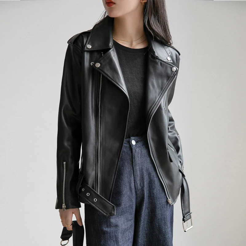 FTLZZ осенняя куртка из искусственной кожи женская новая черная мотоциклетная с
