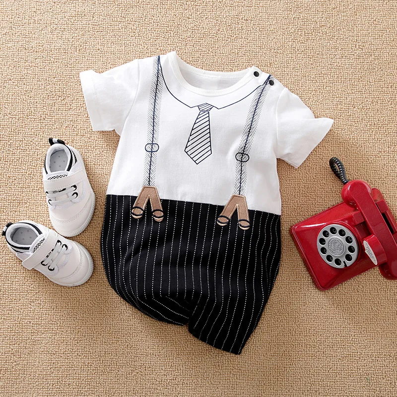 

New Baby Boy Romper Kids Infant Fashion Gentleman Toddler Newborn Outfits Short Sleeve Summer Spring 0-24M Age Baby Boys Clothes