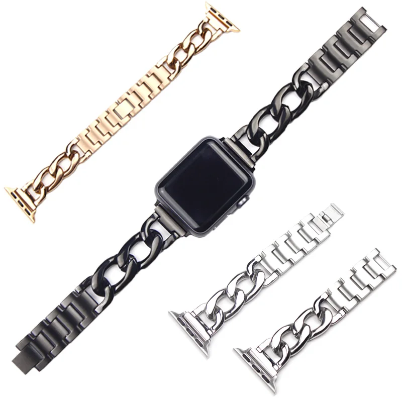 

Elegant Stainless Steel Cowboy Chian Strap for Apple Watch 40mm 44mm Correa 38/42mm Bracelet Wristband for iWatch Band 5 4 3 2 1