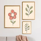 Современный простой плакат с красными цветами и принтом зеленых листьев, настенная Картина на холсте, картины, Современная галерея, Декор для дома и офиса
