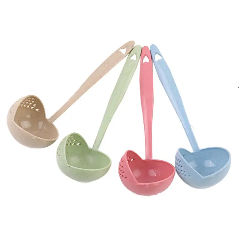 Ложка для супа из пшеничной соломы 2 в 1 с длинной ручкой|Ложки| |