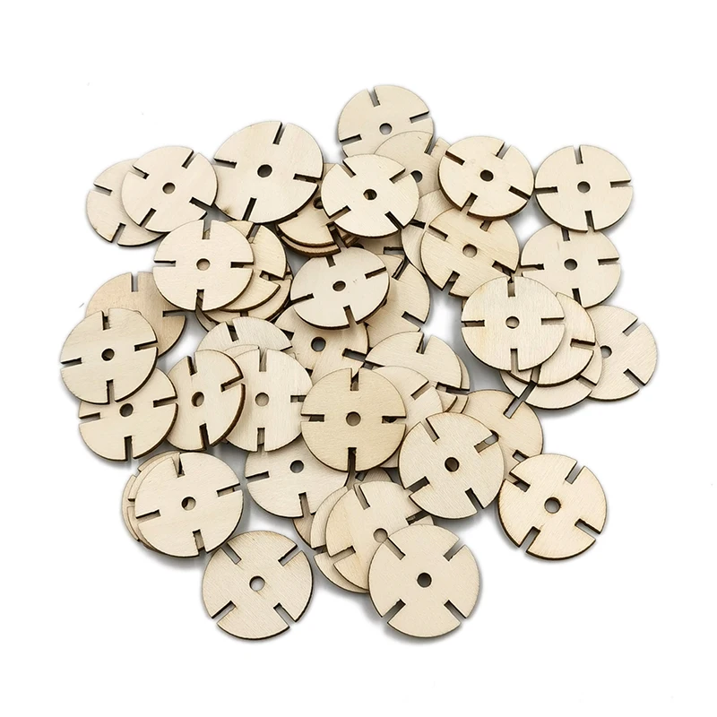

50 шт., деревянные круглые вырезы в форме сердца