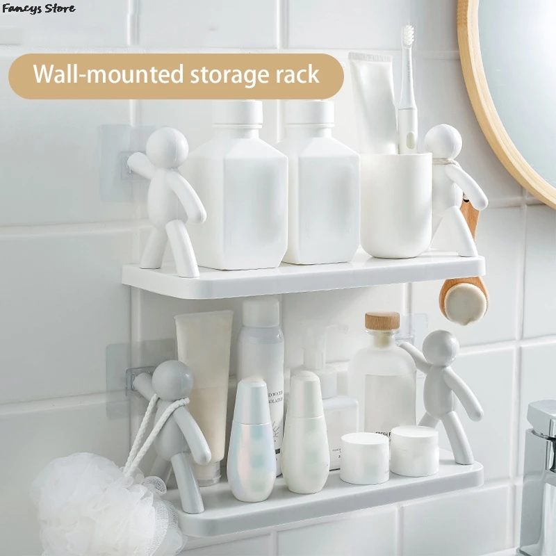 

Настенная вешалка в японском стиле для ванной комнаты, крючок-поручни в форме человека, креативная полка для кухни, полка для хранения специ...
