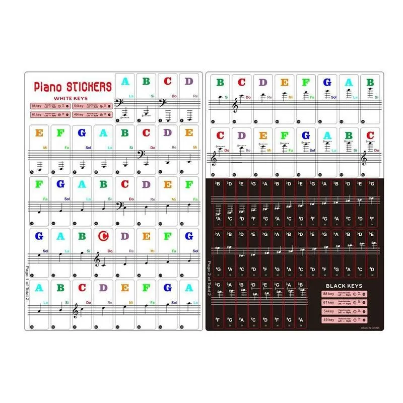 

49/61/76/88 Color Piano Letter Notes Stickers Keyboard Stickers Hand Keyboard Transparent Transparent Notation Piano T6O0