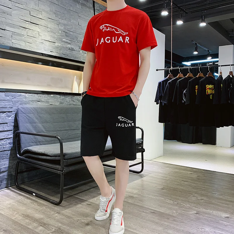 

LONGHENG New summer thin short sleeve T - shirt men's suit round collar casual men's shorts two pieces