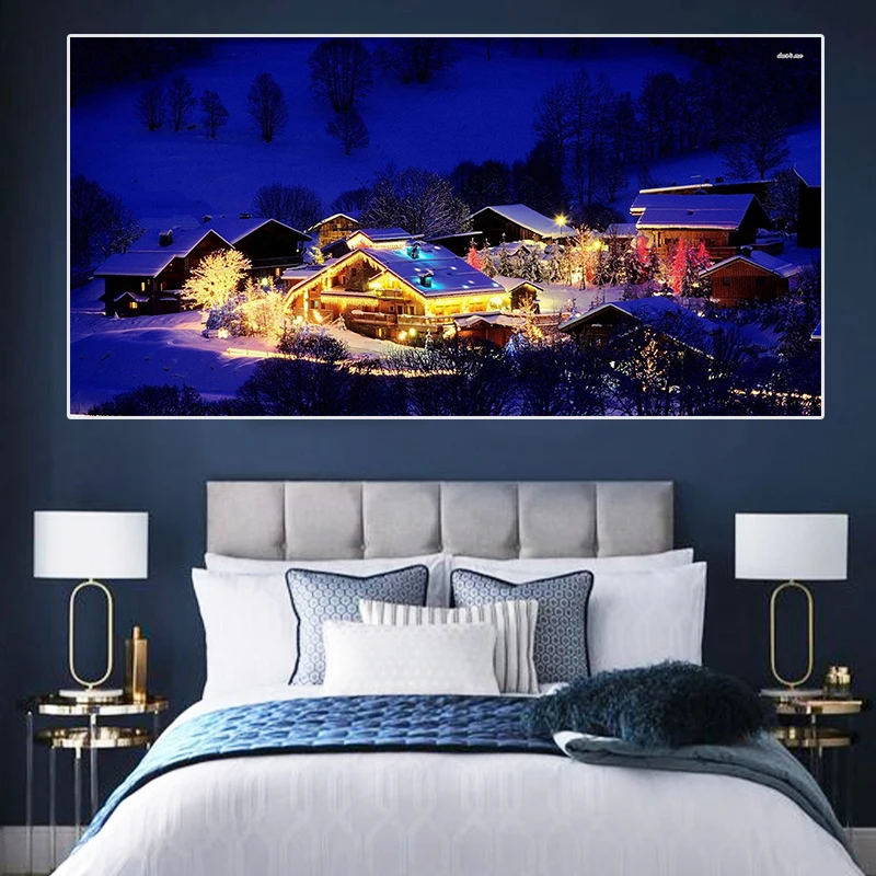 

Nordic Winter Outdoor Snow Scene Canvas Painting Christmas Series Posters and Prints Living Room Wall Art Modern Home Decoration