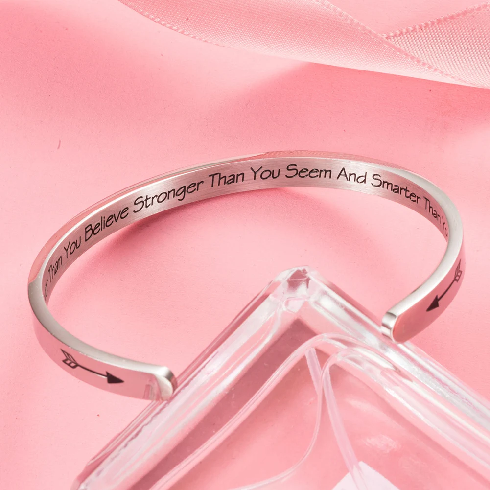 Браслеты для женщин из нержавеющей стали вдохновляющие украшения сообщений