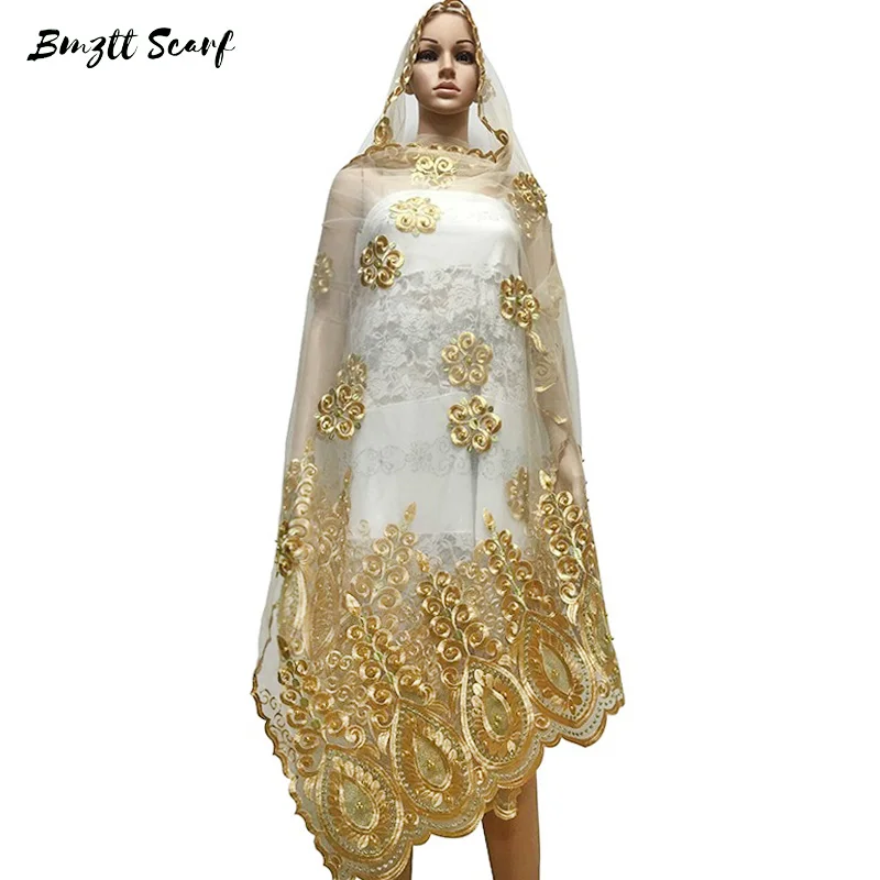 Новые африканские женские шарфы большой шарф с вышивкой бисером размер из тюли