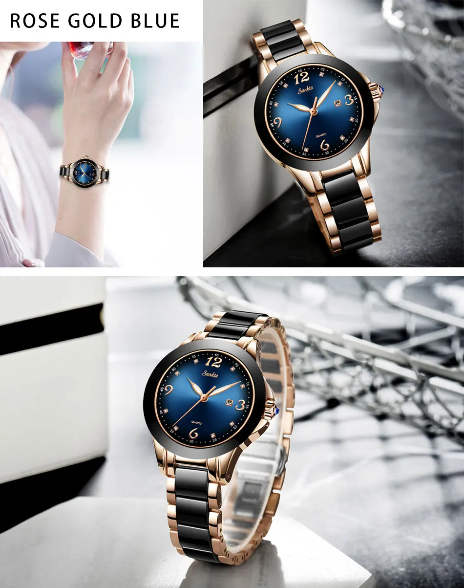 SUNKTA Fashion Women Watches Rose Gold Ladies Bracelet Watches Reloj Mujer 2019New Creative Waterproof Quartz Watches For Women