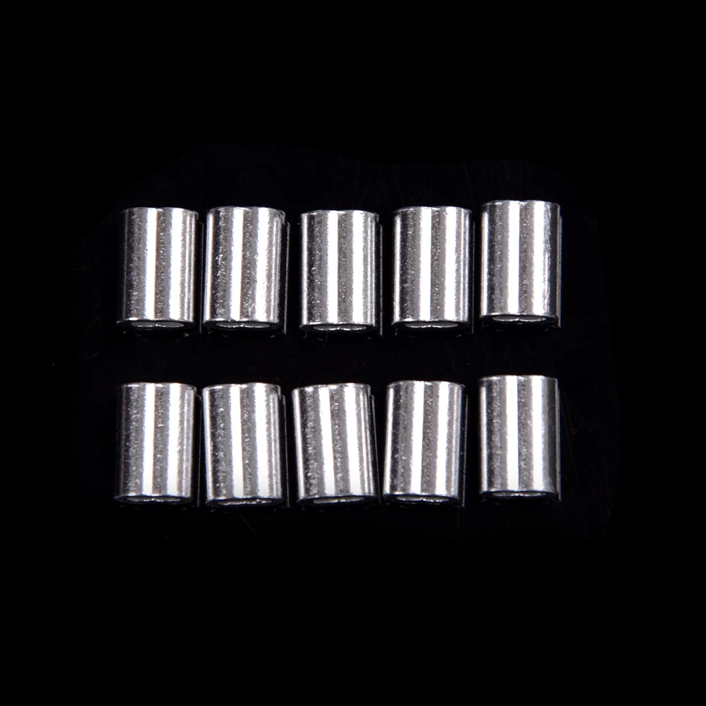 

50 Pcs Silver Tone Steel Wire Rope Aluminum Ferrules Sleeves 1.5mm