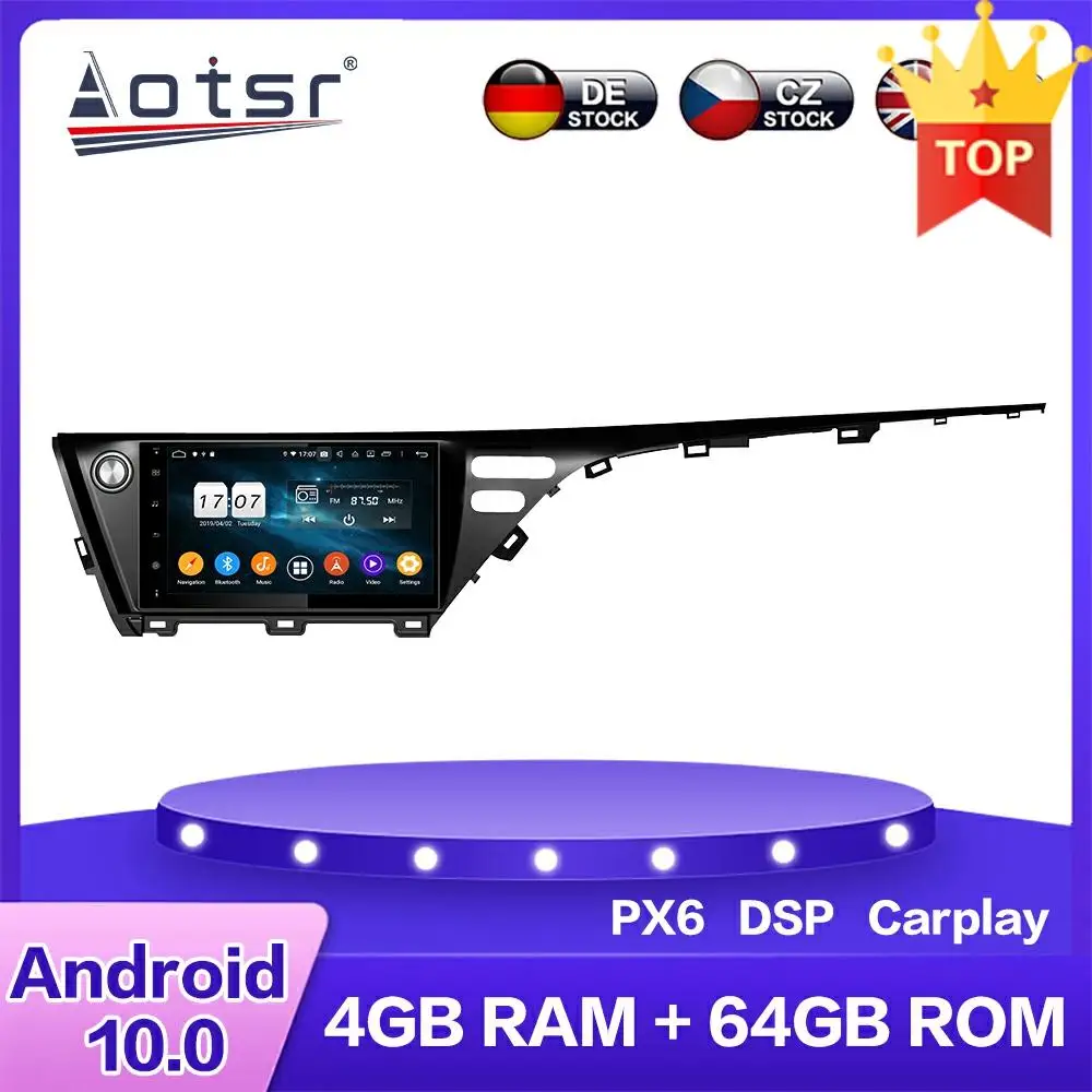 Автомагнитола для Toyota Camry 2018 + Android мультимедийный DVD плеер PX6 64 ГБ Автомобильная GPS